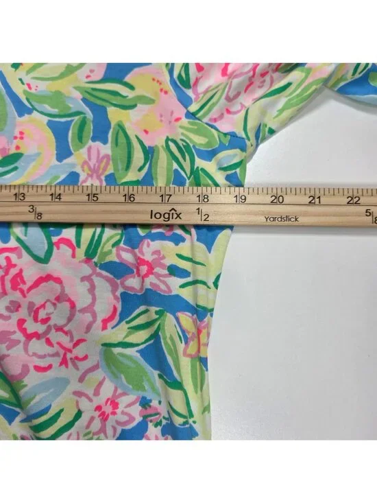Lilly Pulitzer Dress Large Belden Elbow Sleeve Grove Garden Beachy Tropical - Picture 10 of 11